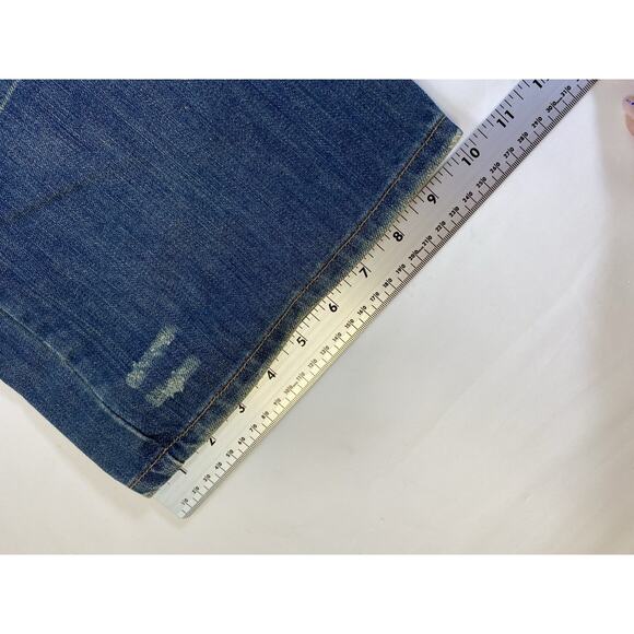 Vntg Levis Jeans Mens 34x33 Blue 527 Low Bootcut Distressed Denim Y2K Baggy - Picture 2 of 9